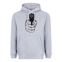 Heather Grey hands up pistol Heavyweight Hoodie - artisFamous