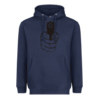 Navy hands up pistol Heavyweight Hoodie - artisFamous