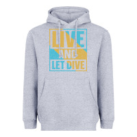 Heather Grey Live And Let Dive Retro Style Heavyweight Hoodie - artisFamous