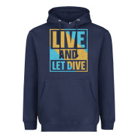 Navy Live And Let Dive Retro Style Heavyweight Hoodie - artisFamous