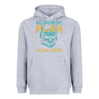 Heather Grey Retirement Plan Scuba Diving Heavyweight Hoodie - artisFamous