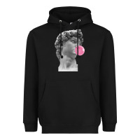 Black Vaporwave statue head with bubblegum Heavyweight Hoodie - artisFamous
