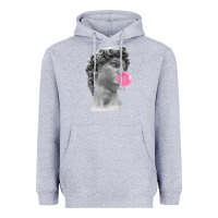 Heather Grey Vaporwave statue head with bubblegum Heavyweight Hoodie - artisFamous