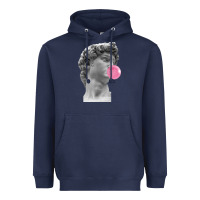 Navy Vaporwave statue head with bubblegum Heavyweight Hoodie - artisFamous