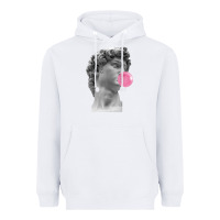 White Vaporwave statue head with bubblegum Heavyweight Hoodie - artisFamous