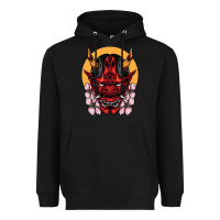 Black demon oni mask Heavyweight Hoodie - artisFamous