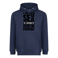 Navy I DON'T NEED SEX Heavyweight Hoodie - artisFamous