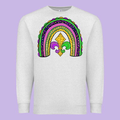 Mardi Gras Fleur De Lis Rainbow Premium Sweatshirt Designed By Jahusdesignshop