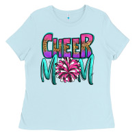 Baby Blue cheer mom Ladies Tee - OliviaCreatesArt