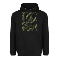 Black Watercolor Eucalyptus Pattern Heavyweight Hoodie - artisFamous