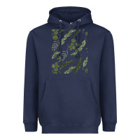 Navy Watercolor Eucalyptus Pattern Heavyweight Hoodie - artisFamous