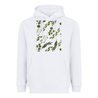 White Watercolor Eucalyptus Pattern Heavyweight Hoodie - artisFamous