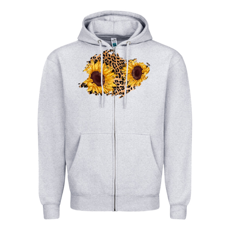 Sunflower Leopard Patch Zipper Hoodie by AdoDesignShop | Teevron