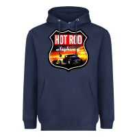 Navy HOT ROD GARAGE CAR Heavyweight Hoodie - artisFamous