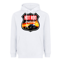 White HOT ROD GARAGE CAR Heavyweight Hoodie - artisFamous
