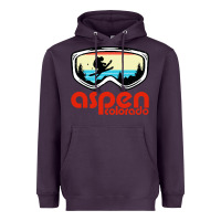 Plum aspen colorado ski mountain skiing retro vacation Heavyweight Hoodie - artisFamous