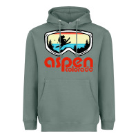 Sage aspen colorado ski mountain skiing retro vacation Heavyweight Hoodie - artisFamous