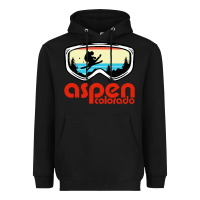 Black aspen colorado ski mountain skiing retro vacation Heavyweight Hoodie - artisFamous
