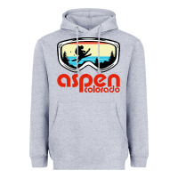 Heather Grey aspen colorado ski mountain skiing retro vacation Heavyweight Hoodie - artisFamous