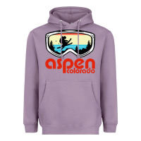 Lavender aspen colorado ski mountain skiing retro vacation Heavyweight Hoodie - artisFamous