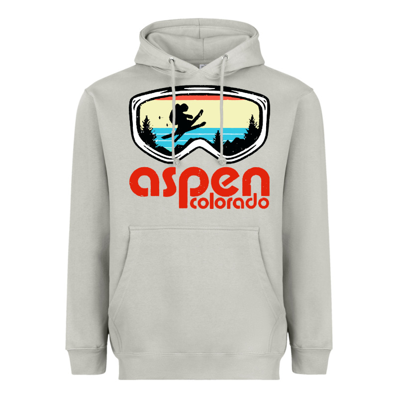Aspen Colorado Ski Mountain Skiing Retro Vacation Heavyweight Hoodie by artisFamous | Teevron