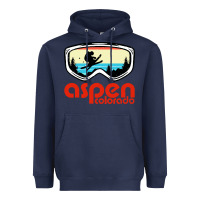 Navy aspen colorado ski mountain skiing retro vacation Heavyweight Hoodie - artisFamous