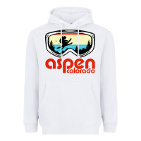White aspen colorado ski mountain skiing retro vacation Heavyweight Hoodie - artisFamous