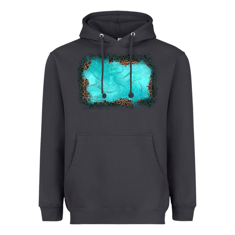 Gemstone Turquoise Leopard Background Heavyweight Hoodie by JahusDesignShop | Teevron