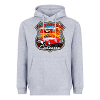 Heather Grey CLASSIC CARS ROUTE 66 Heavyweight Hoodie - artisFamous