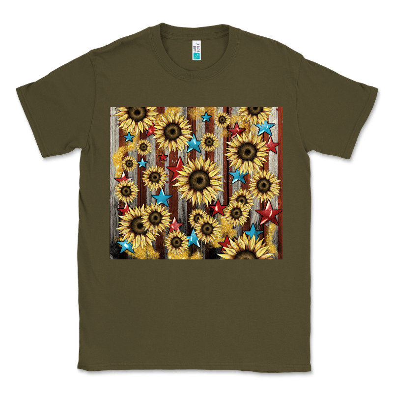 America Flag Sunflower Star Tumbler Classic Tee by HowdyJamesFarm | Teevron
