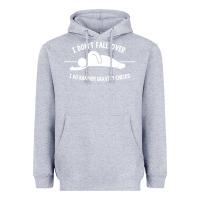 Heather Grey i don't fall over i do random gravity checks Heavyweight Hoodie - artisFamous