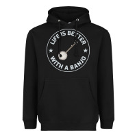 Black Banjo Bluegrass Music Traditional Musician Funny Gift Heavyweight Hoodie - artisFamous