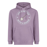 Lavender Banjo Bluegrass Music Traditional Musician Funny Gift Heavyweight Hoodie - artisFamous