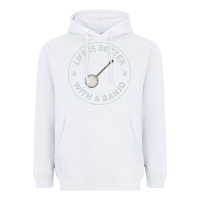 White Banjo Bluegrass Music Traditional Musician Funny Gift Heavyweight Hoodie - artisFamous