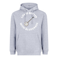 Heather Grey Banjo Bluegrass Music Traditional Musician Funny Gift Heavyweight Hoodie - artisFamous