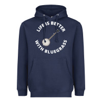 Navy Banjo Bluegrass Music Traditional Musician Funny Gift Heavyweight Hoodie - artisFamous