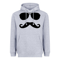 Heather Grey moustache and sunglasses Heavyweight Hoodie - artisFamous