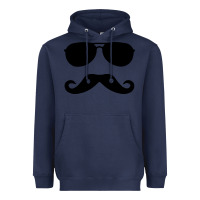Navy moustache and sunglasses Heavyweight Hoodie - artisFamous