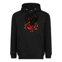Black the king cobra snake and rose Heavyweight Hoodie - artisFamous