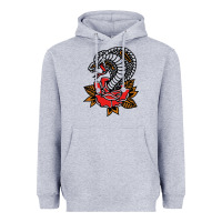 Heather Grey the king cobra snake and rose Heavyweight Hoodie - artisFamous