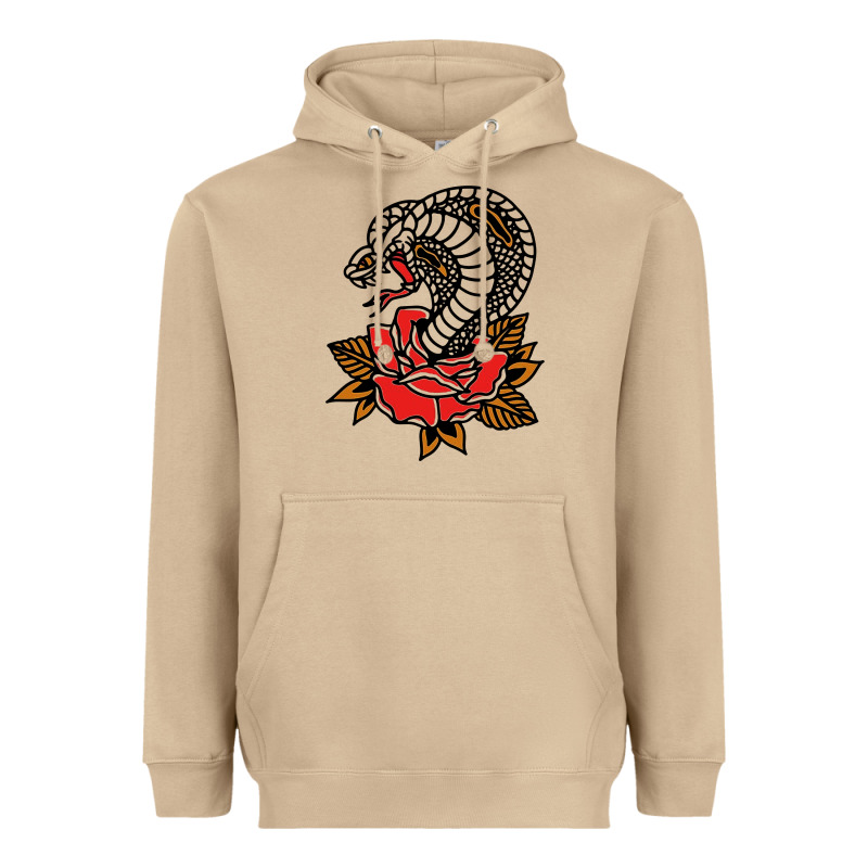 The King Cobra Snake And Rose Heavyweight Hoodie by artisFamous | Teevron