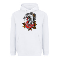 White the king cobra snake and rose Heavyweight Hoodie - artisFamous
