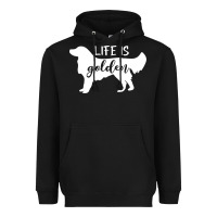 Black golden retriever - life is golden white Heavyweight Hoodie - artisFamous