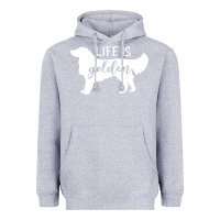 Heather Grey golden retriever - life is golden white Heavyweight Hoodie - artisFamous