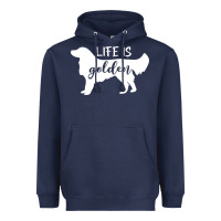 Navy golden retriever - life is golden white Heavyweight Hoodie - artisFamous