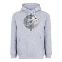 Heather Grey Witcher Wolf Heavyweight Hoodie - artisFamous