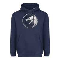Navy Witcher Wolf Heavyweight Hoodie - artisFamous