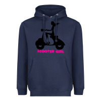 Navy scooter girl Heavyweight Hoodie - artisFamous