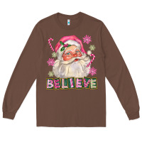 Chestnut Pink Believe Santa Christmas Long Sleeve Tee - FaDigitalArtStudio