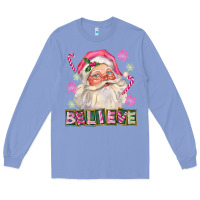 Colony Blue Pink Believe Santa Christmas Long Sleeve Tee - FaDigitalArtStudio